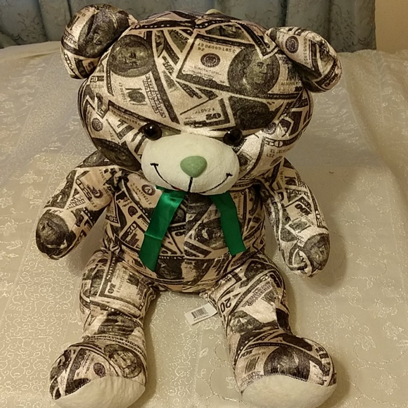 Money Bear Other - Money Bear Plush Stuff Bear Dollars Bills Covered